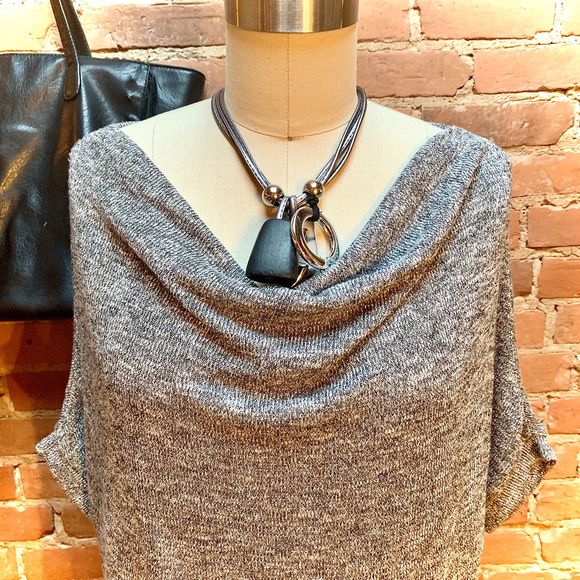 VELVET Silver Shimmer Drape Knit Top - Picture 2 of 7